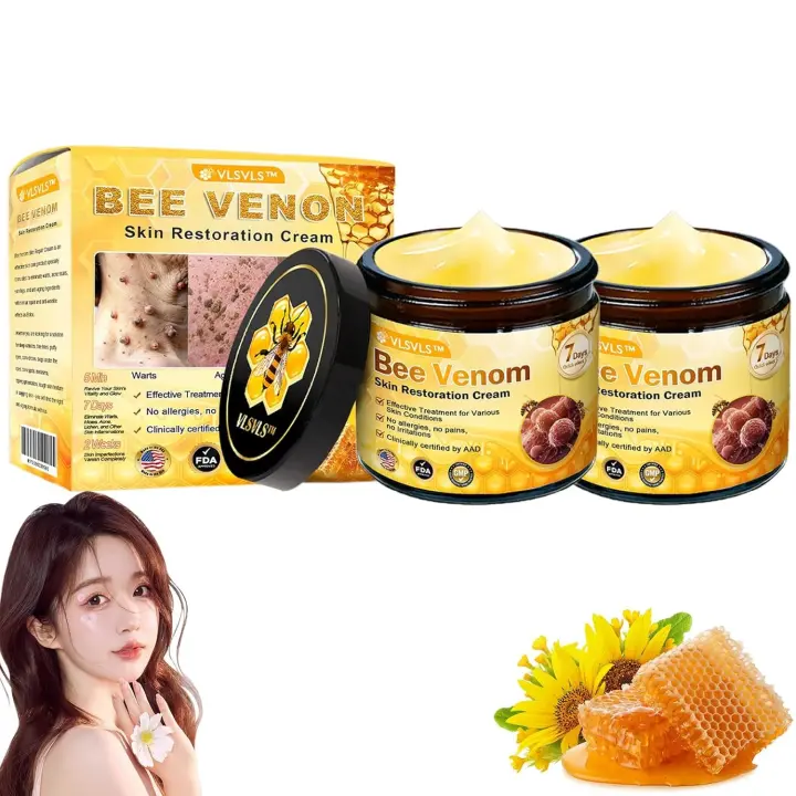 Crema de tratamiento de la piel con veneno de abeja profesional de restauración, crema integral con veneno de abeja VLSVLS, repara, hidrata y levanta 3 pulgadas - 1