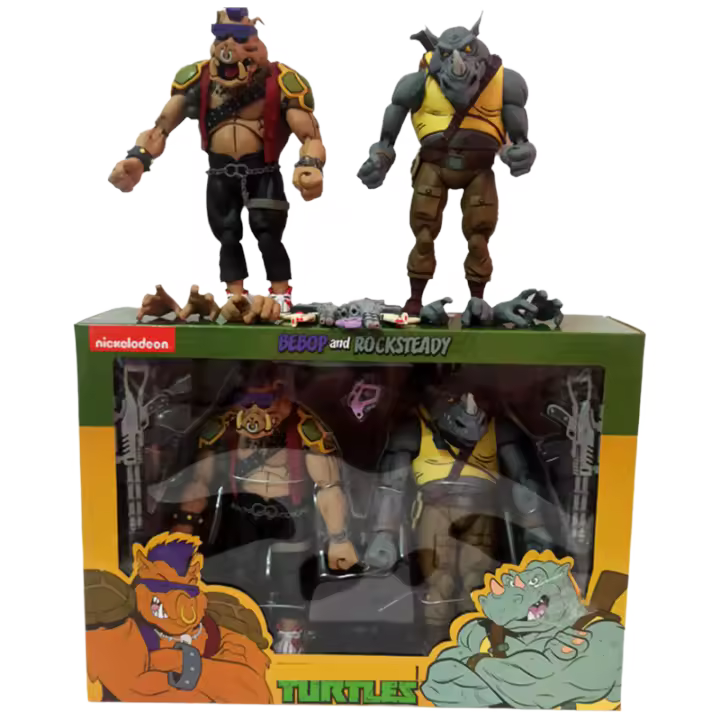 Set De 2 Figuras NECA Shredder Michelangelo Donatello Krang Bebop Rocksteady Tortuga Acción Figurina Juguete Para Coleccionistas Unisex - 1