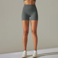 Hamidou-pantalones cortos de Yoga para mujer, Shorts deportivos de cintura alta, sin costuras, con realce de glúteos, para gimnasio, entrenamiento de verano - details 34