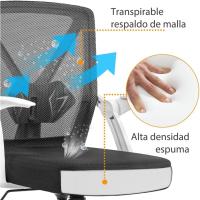 Silla de Oficina Silla de Trabajo con Reposabrazo Silla Ajustable Silla Ergonómica Silla Negra Altura Ajustable Malla Carga 136 KG Silla de Despacho Estudio - details 14