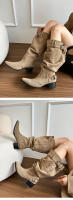 2025 Verano y otoño nueva moda Botas de pelo fino Botas altas de tacón grueso puntiagudo para mujer Hebilla de cinturón de gran tamaño - details 23