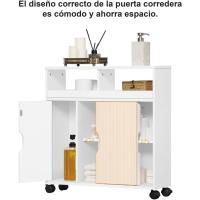 Mueble de Baño con Ruedas Armario de Suelo Estrecho con Puertas Correderas - details 5