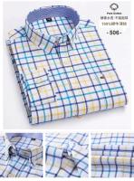 Camisa Oxford manga larga 100% algodón, cuadros, suave, regular, formal, con bolsillos, social, ropa de hombre, S-7XL - details 13