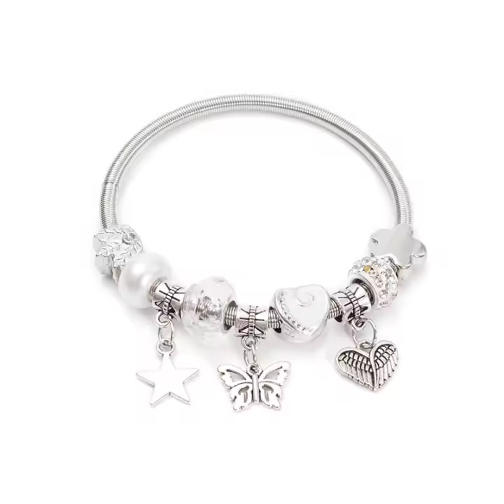 Pulsera Simple Pandora Glazed Gem Beads Key Lock, colgante de amor, brazalete Vintage de lujo ligero para mujer, regalo de joyería - 1