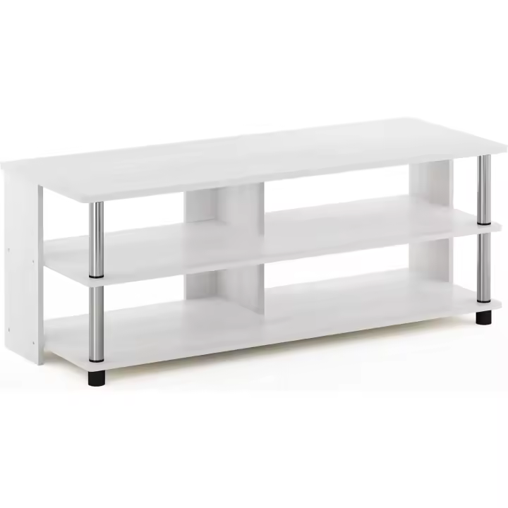 Niveles para TV, Madera de ingeniería, Roble Blanco/Acero Inoxidable - 1