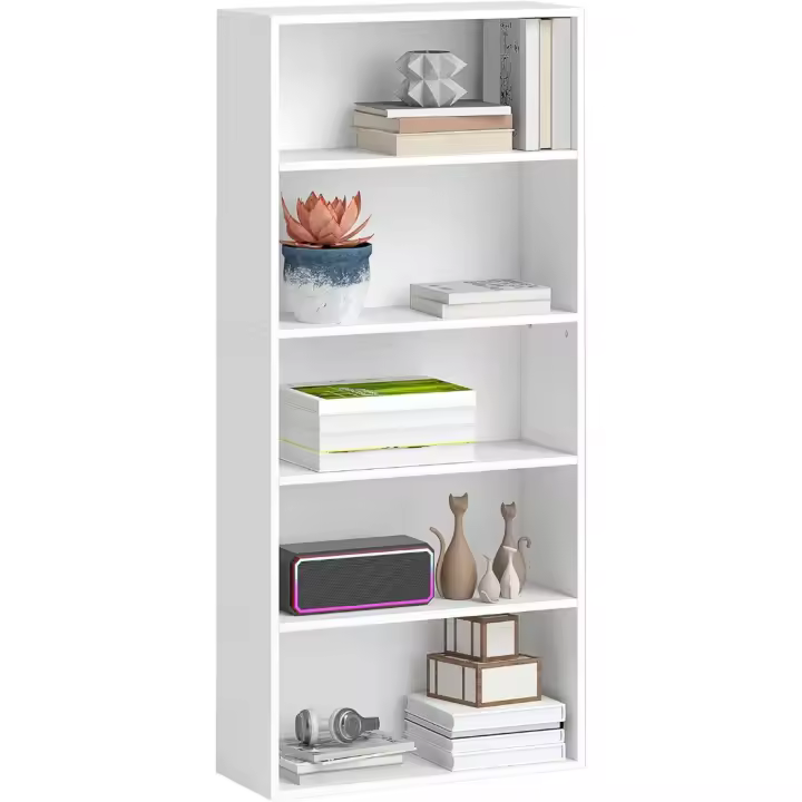 Estantería de 5 Niveles Blanca 60x24x133,5 cm Ajustable para Sala de Estar, Oficina, Dormitorio - 1