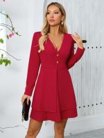 Vestido de Manga Larga para Mujer Primavera Otoño 2025 Color Sólido, Estilo Suelto Vintage XL - details 1