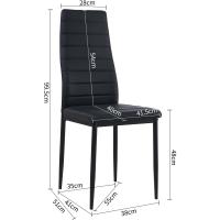 Sillas de Comedor Juego de 4 Sillas de Metal para Cocina, Silla de Mesa Comoda Silla con Asiento Tapizado, Negro - details 2