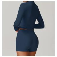 Top de yoga de manga larga para mujer, logotipo personalizado, ropa deportiva de gimnasio, top de fitness sin costuras, ropa de yoga elástica, camiseta de yoga para mujer - details 4