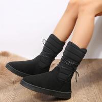 Botas de nieve a media pantorrilla para mujer, zapatos de plataforma, mantienen el calor, con cordones, cómodas, impermeables, calidad, invierno - details 6