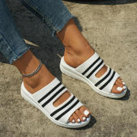 Women Fashion Striped Pattern Slippers With Thick Bottom Summer Casual Non-slip Sandals For Outdoor - details 7