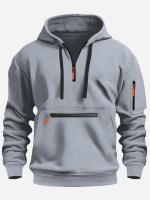 Men's Hooded Sweater Leisure Sports Pullover Retro Harajuku Long Sleeve Zipper Multi-pocket Casual Loose Coat Street Wear - details 3