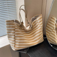Bolsa de Lona a Rayas Grande Bolsa de Hombro Casual para Mujeres Ideal para Compras Diarias, Estudiantes, Viajes, Bolsa de Playa Material de Lining de Poliéster - details 12