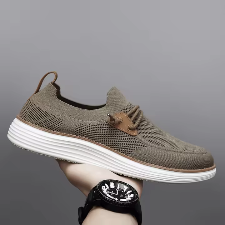 Zapatos de tela transpirable de malla tejida con mosca para hombre, estilo pedal viejo de Beijing, zapatos de lona. - 1