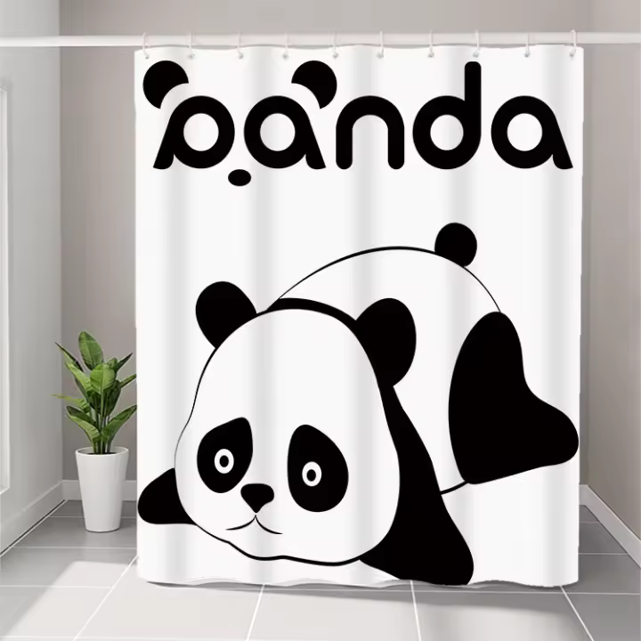 Cortina de ducha impermeable para baño Panda, cortina de partición gruesa, inodoro sin perforación, cortina a prueba de moho para ducha de baño - 1