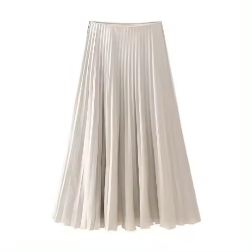 Falda larga de cintura alta para mujer, faldas drapeadas Vintage, Falda Midi plisada de satén, ropa de calle informal - 1
