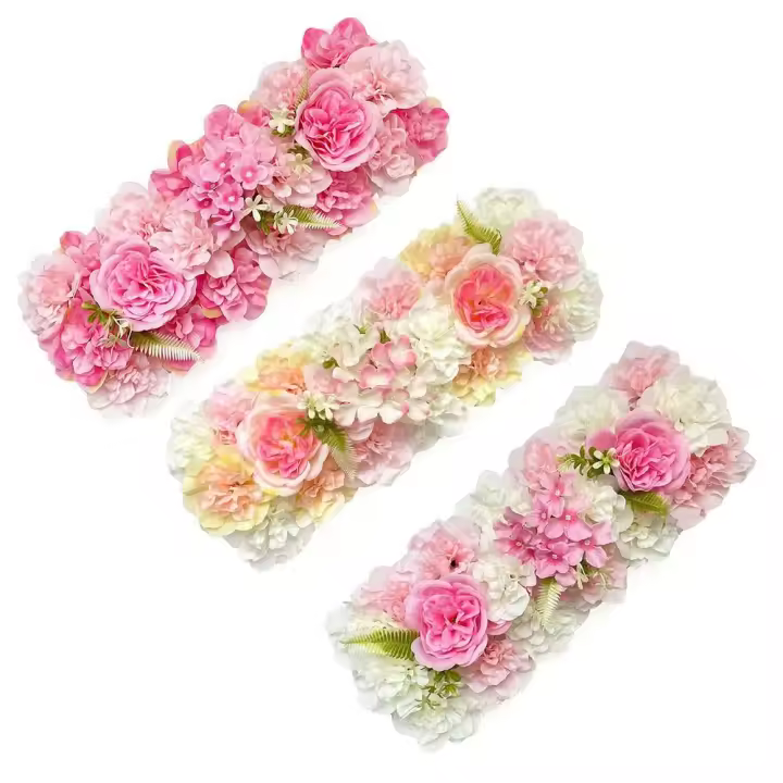Panel de flores de rosas artificiales, decoración para fiesta de bienvenida de bebé, arreglo de mesa, decoración de fondo de pared de boda, fila de flores de arco - 1