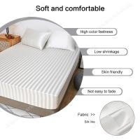 Sábanas bajera de alta calidad, sábanas suaves de seda satinada para cama - details 1