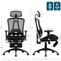 Silla Ergonómica Escritorio Silla Oficina con 2-Eje Soporte Lumbar Regulable, Sillas Escritorio a Malla Carbón Sillas Ejecutiva Ordenador Respaldo Alto Cadeira Asiento Cascada Carga 150kg - details 11