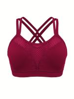 Sujetador De Cuello Redondo Hueco para Deportes, Transpirable, entrecruzado en la espalda, Cómodo, De Color Sólido, De alta elasticidad - details 32