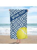 Toalla Veet de playa personalizada con nombre personalizado, con estampado de tenis, microfibra ultrasuave, de secado rápido y sin arena, azul y blanco, 1 ud. - details 4