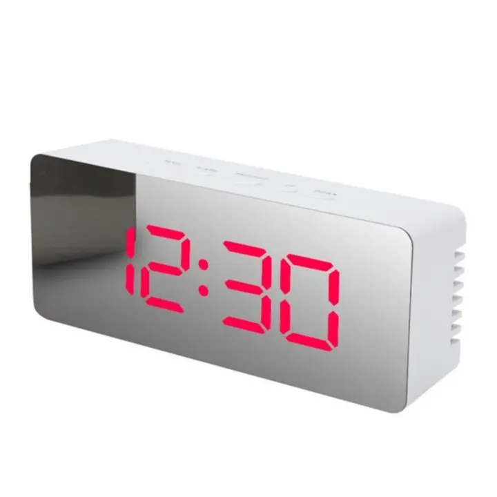 Reloj despertador Digital con función de atenuación de temperatura para dormitorio, oficina, batería de viaje y espejo LED alimentado por USB - 1