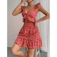 Vestido de tirantes elegante con estampado floral y falda a juego para mujer, novedad de verano - details 4