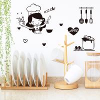 Pegatina de pared de chica feliz para decoración del hogar, calcomanía de interruptor de luz de nevera, arte DIY, para restaurante, Bar, cocina, comedor - details 2