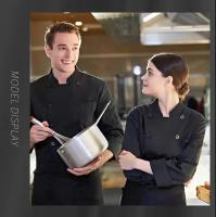 Uniformes de Chef profesional, chaqueta de cocina de manga larga personalizada, abrigo de cocinero para hombres y mujeres, logotipo impreso gratis, disfraces de Patissier, Tops - details 14