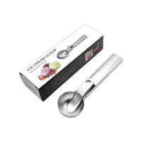 Cuchara para helado de acero inoxidable, cuchara para helado de 1 unidad con gatillo, cuchara para helado de metal moderna, utensilios y dispositivos de cocina para postres - details 0