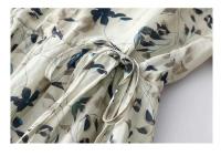 Vestido de algodón con estampado ral para mujer, vestido A-e de manga corta con cuello en V, vestido bohemio dulce, ropa suave y acogedora para mujer - details 3
