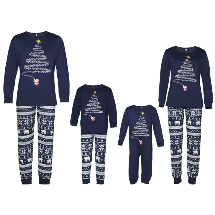 Pijamas familiares a juego para Navidad, ropa de dormir de algodón, vacaciones, esqueleto, Halloween, Pjs - 1