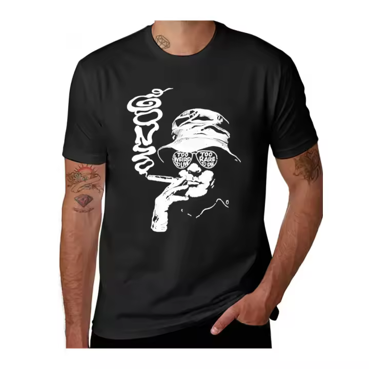 Camiseta gráfica de Las Vegas Hunter Thompson para hombre, camiseta de verano de algodón negro con diseño de cigarros y gafas de moda - 1