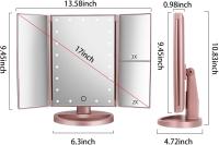 Espejo de Maquillaje con LED, Iluminado Espejo de Mesa Luz con Ampliación 1X / 2X / 3X Plegable Espejo de la Vanidad Rotación 180° Pantalla Táctil Espejo Cosmético para Hombre y Mujer - details 0