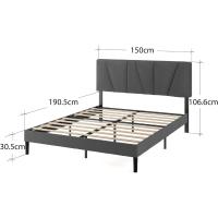 Cama Maya 150x190cm Altura de 30cm Somier con cabeza Somier de láminas de madera Gris Oscuro - details 1