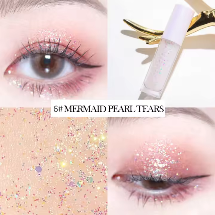 Sombra de Ojos Líquida de Alta Brillo Monocromática, Duradera, Brillante como Diamantes Triturados, Cuidado de la Piel Facial - 1