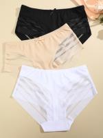 3 bragas de malla de colores sólidos, cómodas y transpirables, favorecedoras y elásticas, bragas sexys para mujer - details 2