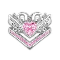 Anillo de Compromiso en Forma de Corazón para Mujer Juego de Anillo de Cisne con Circonita Plateado - details 2