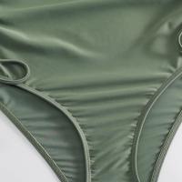 Bañador de una pieza con cuello en V para mujer, traje de baño, Monokini de Color liso con cordón, diseño plisado para surfear - details 7