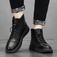 Zapatos de piel de moda para hombre, botas altas estilo Chelsea, impermeables, cómodas, con plataforma, 2025 - details 6