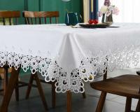 Battilo Ence mesa de comedor rectangular floral blanco bordado mantel impermeable, boda, fiesta, hogar - details 20