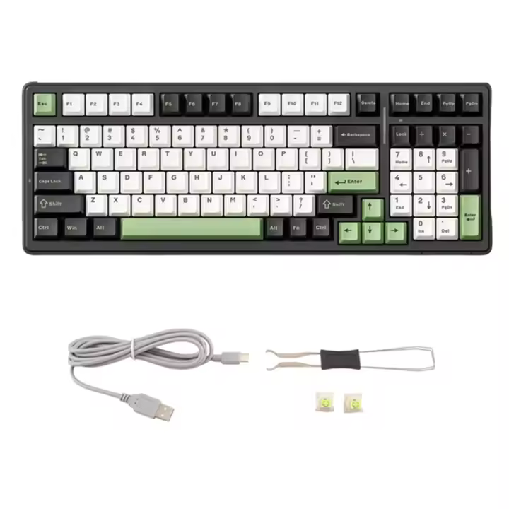 Aula-Teclado mecánico F99 de 99 teclas, teclado inalámbrico de intercambio en caliente, Bluetooth, 3 modos, PBT, para juegos de ordenador, H - 1