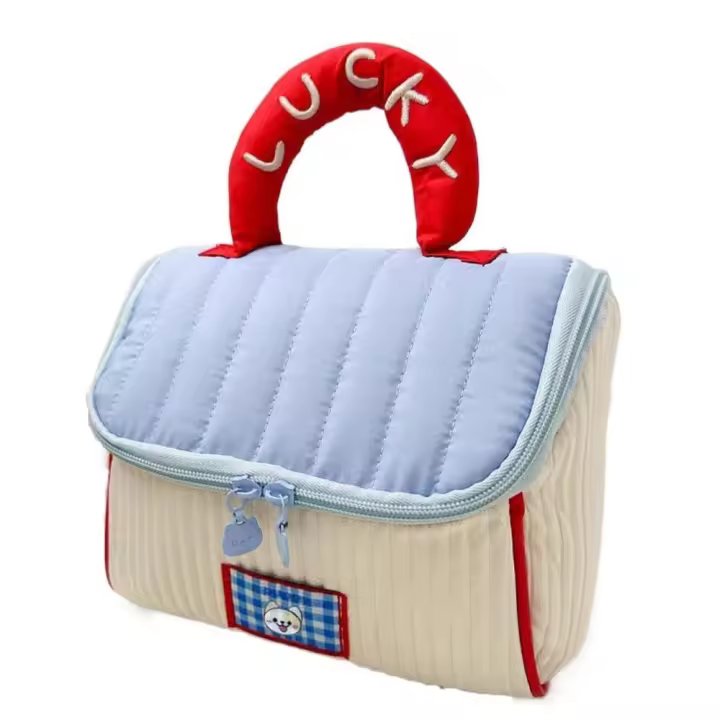 Bolsa de cosméticos Kawaii con dibujos de casa, bolsa de aseo de algodón de gran capacidad con Color dopamina, bolsa estampada de estilo coreano para Kit de maquillaje - 1