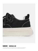 Nuevo blanco y negro suela de muffin zapatos de galleta casual zapatos de junta suela gruesa aumento - details 4