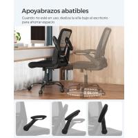 Silla de Oficina para el Hogar Lona, Soporte Lumbar Acolchado, Mecánica Basculante, Ancho de 53 cm, Brazo Acolchado Ajustable, Negro OBN37BK - details 3