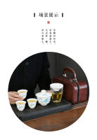 Juego de té de viaje de porcelana blanca alta Dehua, juego de Kung Fu, una olla, tres tazas, tapa de tazón, celebración de la tienda de la empresa, evento comercial - details 3