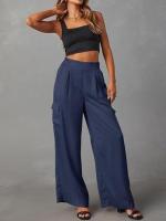 Cargo de cintura alta para mujer, nuevos pantalones de moda, pantalones sueltos de pierna ancha para primavera y verano - details 9