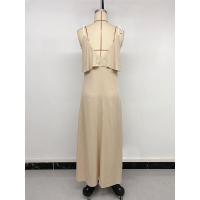 Vestido de color sólido nuevo 2025 con tirantes decorativos y borde largo con volantes para vacaciones de ocio transfronterizas europeas y americanas - details 14