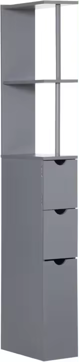 Columna Auxiliar de Baño Moderno Armario de Baño Mueble Auxiliar con 2 Estantes 2 Cajones y 1 Puerta Antivuelco 15x33x136,5 cm Blanco - 1