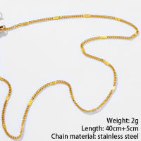 Collar de cadena de acero inoxidable para mujer, colgante fino con cierre de langosta, cadena ajustable para clavícula, collares - details 1